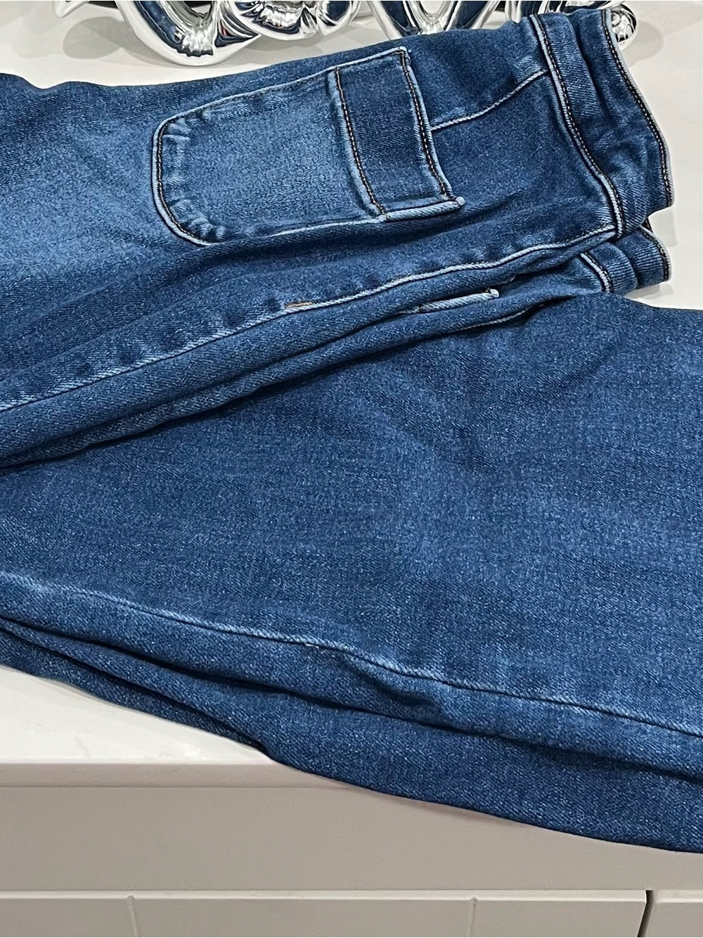 LC Lauren Conrad Dark Blue Wide-Leg Jeans with Front Patch Pockets - Picture 12 of 16
